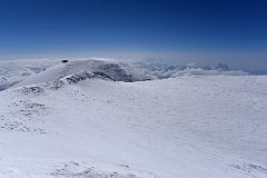 13C Mount Elbrus East Peak And West Summit Plateau Towards West Peak South Summit With Mount Ushba From Mount Elbrus West Main Peak Summit 5642m